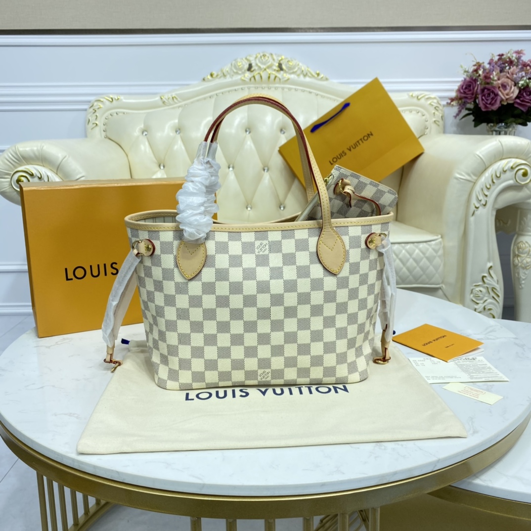 Louis Vuitton NEVERFULL PM Damier Azur Handbag N41362 